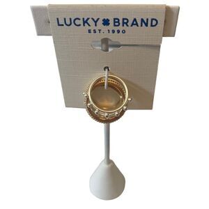 Granulated Two Toned(Silver/Gold) Ring Stack in Ladies Size 7.